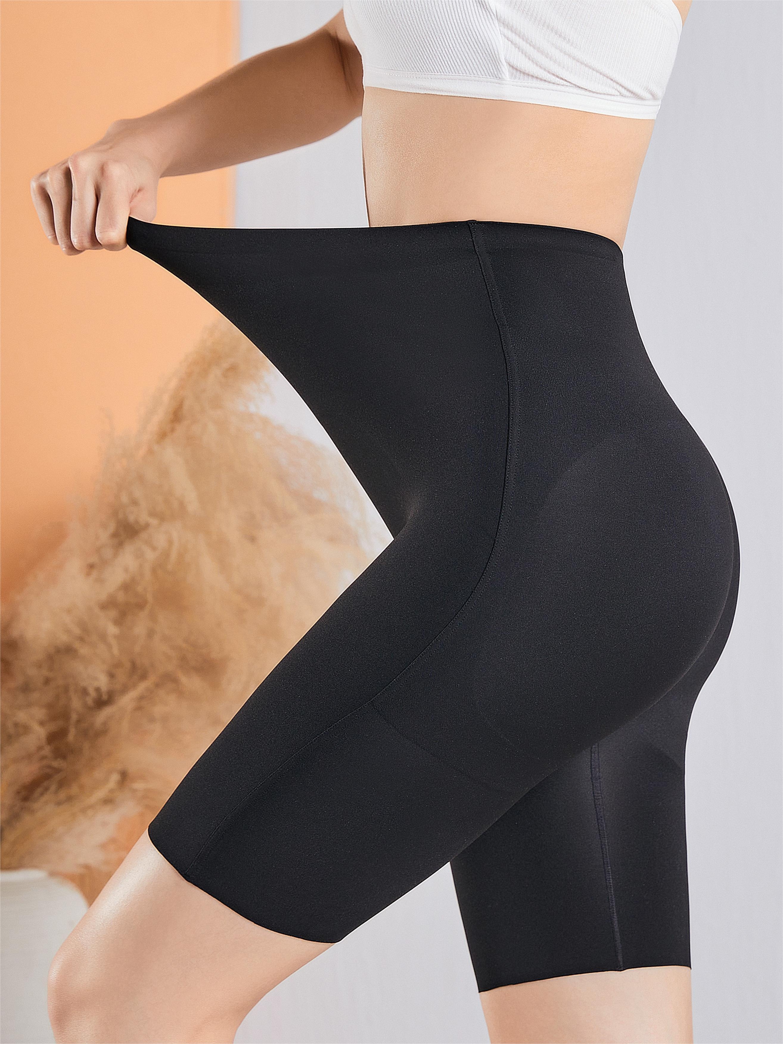 Simple Seamless Plain Black Butt Lifting Shaping Shorts, High Waist Tummy  Control Breathable Gym Fitness Boyshort Panties, Women's Underwear & Shapewe