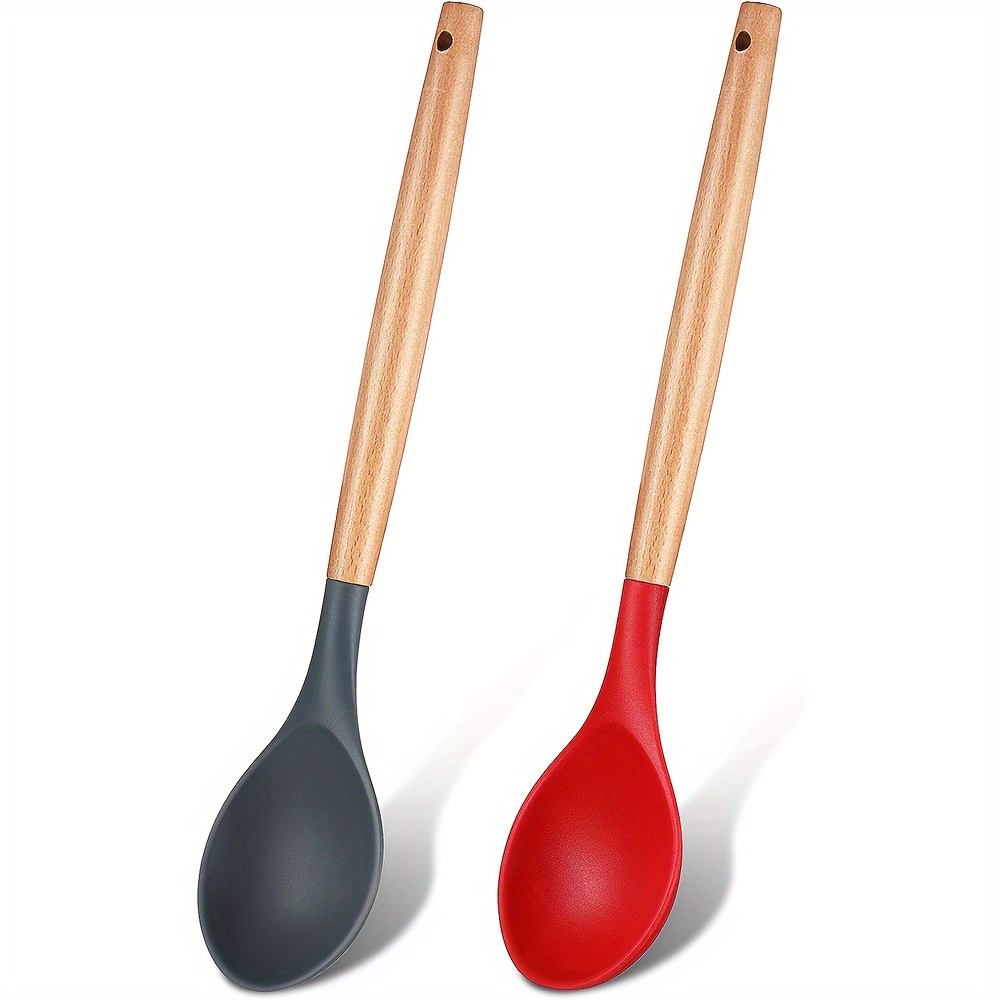 6 Pieces Small Multicolored Silicone Spoons Nonstick Kitchen Spoon Silicone  Serving Spoon Stirring Spoon for Kitchen Cooking Baking Stirring Mixing  Tools (Red, Black) 