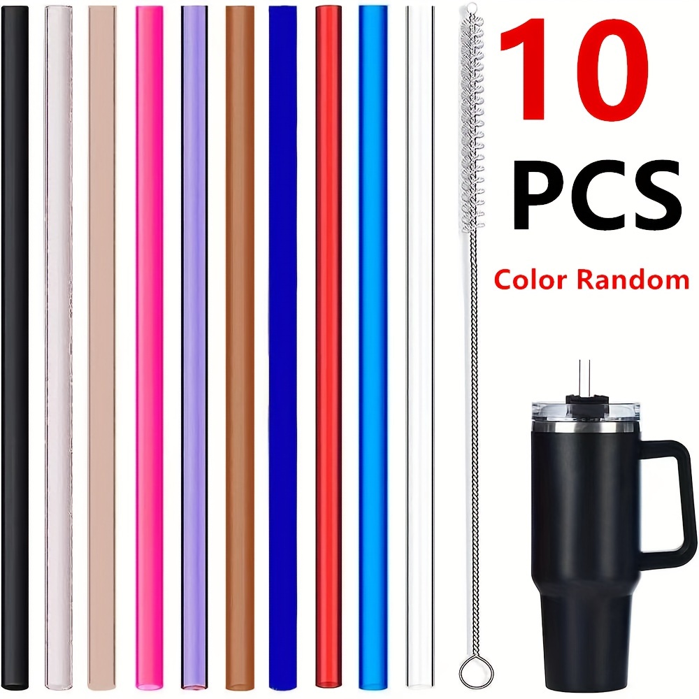  ALINK 13 IN Glitter Straws and 12 Colorful Plastic Straws for  Stanley Tumblers : Health & Household