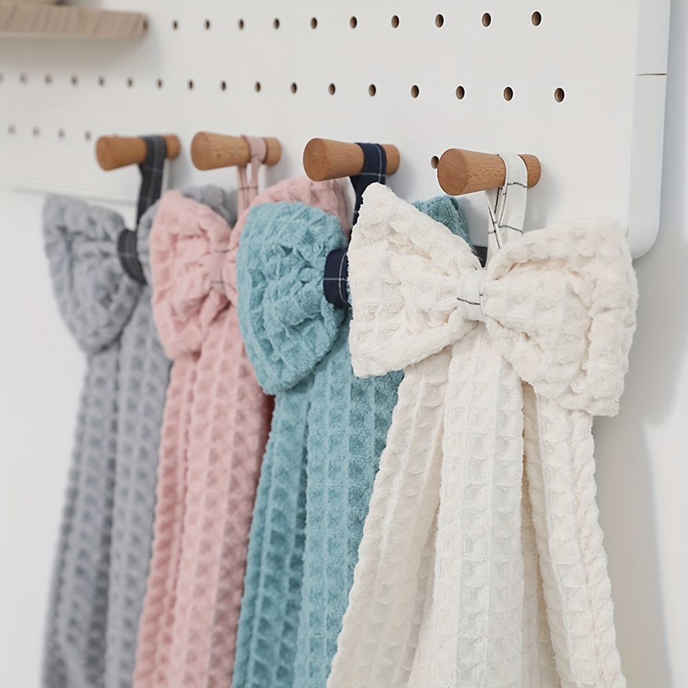 Bowknot Hanging Towel For Wiping Hands Coral Fleece Quick - Temu