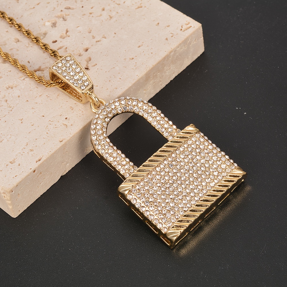 PUNK Lock Padlock Locket Pendant Necklace Gold Plated Chain Chunky  Jewellery Hot