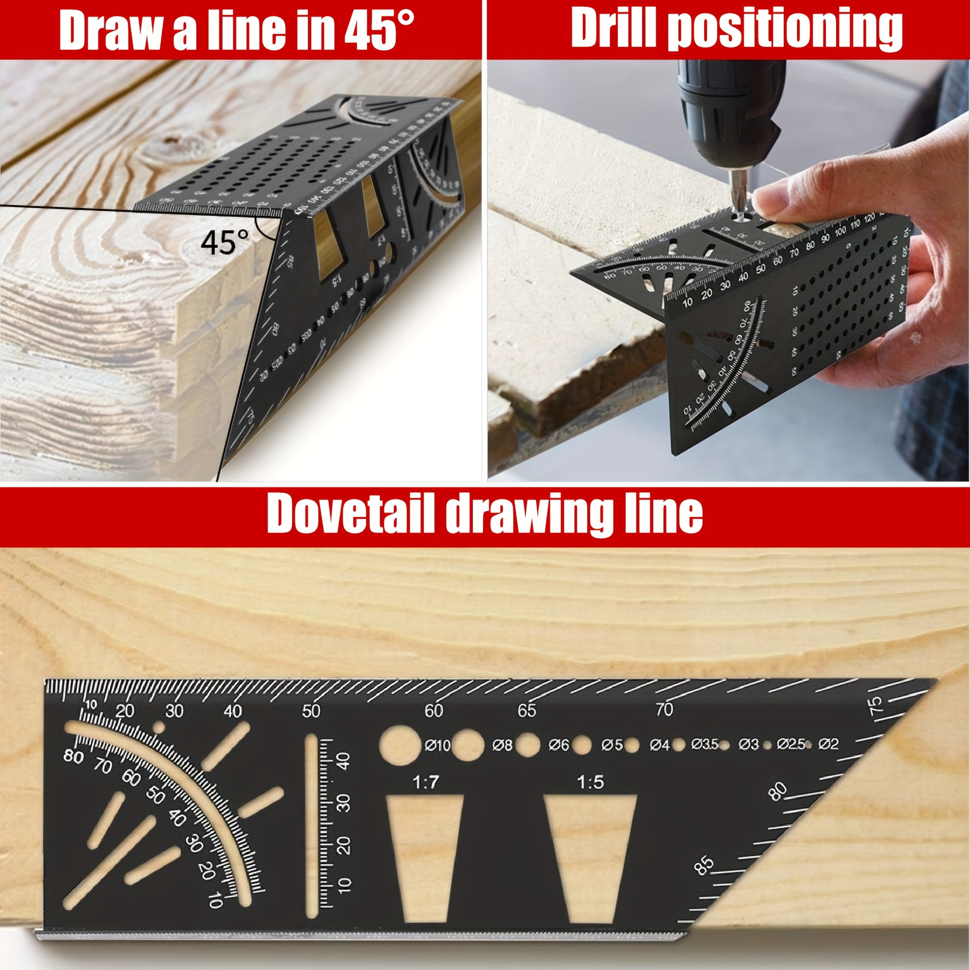3d Right Angle Ruler 45/90 ° Scoring Assistant Multifunctional