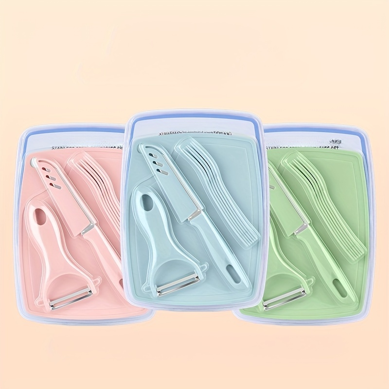 Kitchen Knife Set, Cute Kawaii Flower Pattern Paring Knife, Peeler And  Cutting Board, Utility Knives, Kitchen Gadgets, Kitchen Accessories, Back  To School Supplies - Temu