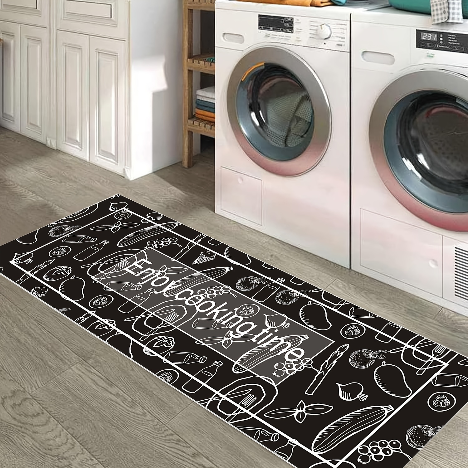 Clothes Drying Rack Print Kitchen Rugs, Black Plaid Mat, Waterproof  Non-slip Floor Mat Runner Rug, Indoor Carpet For Restaurant Living Room  Bedroom, Absorbent Washable Carpet For Kitchen Hallway Bathroom Laundry  Corridor 