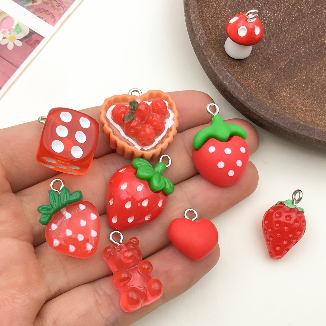 Assorted Strawberry Frog Mushroom Charms For Diy Resin - Temu