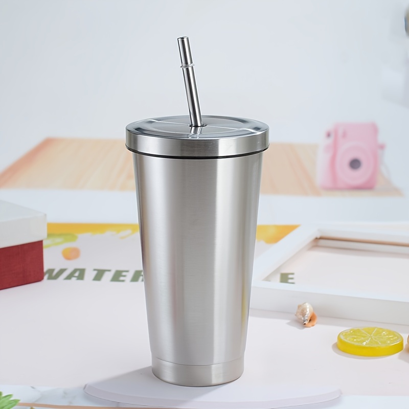 Stainless Steel Tumbler with Straw- Hot and Cold