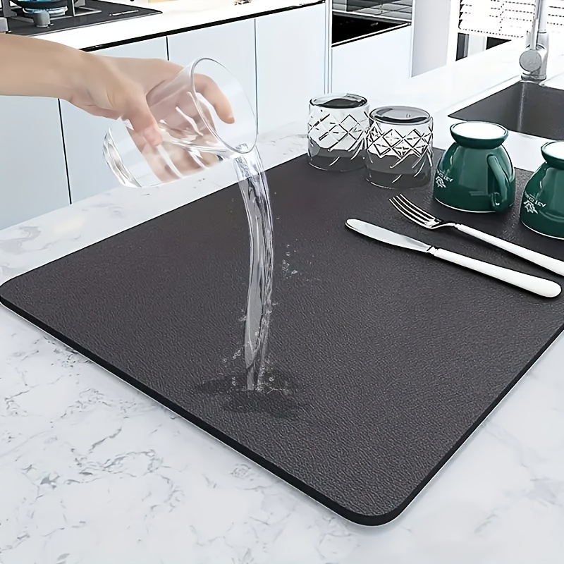 kitchen absorbent draining mat - coffee bar accessories dish drying