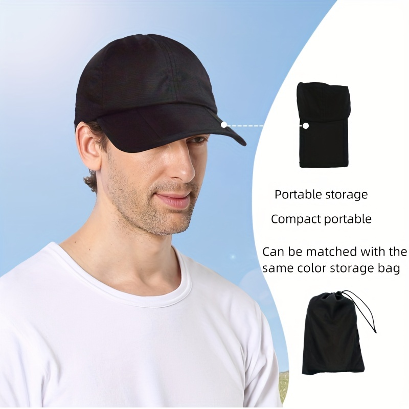Mens Sunshade Baseball Foldable Portable Hat Quick Drying Unisex Summer Sun  Protection Hat Outdoor Fishing Travel Hat All Match Solid Color, Shop The  Latest Trends