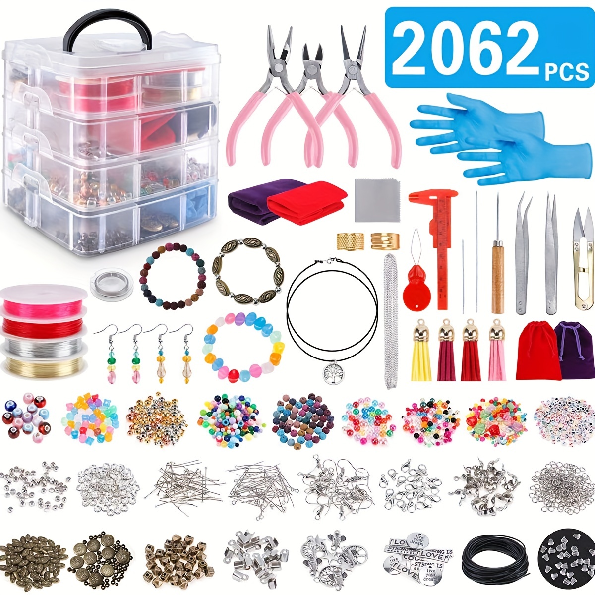 

2062pcs New Jewelry Making Supplies Kit Diy Jewelry Accessories Letter Beading Set Material For Diy Jewelry Making Beads Set Toy Perfect Gift Box For Diy Lovers Adults Teens Daily Use