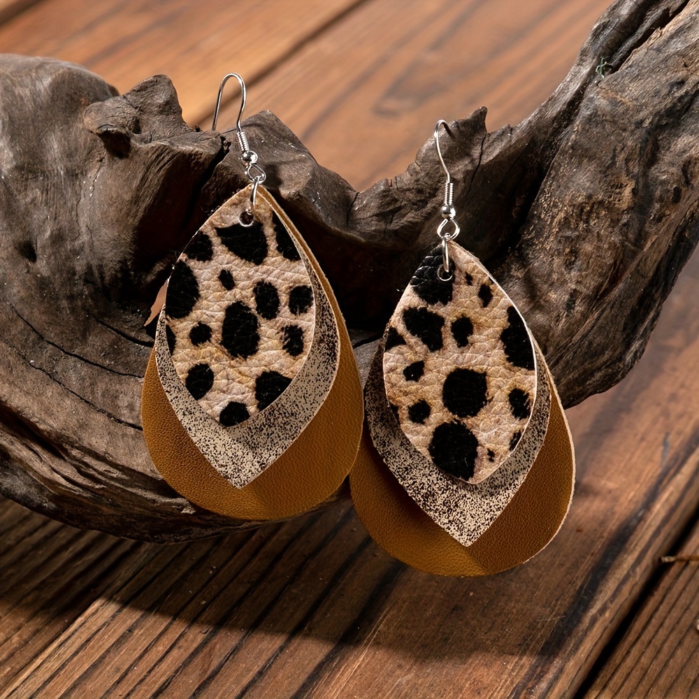 

Chic Vintage-inspired Leaf Drop Earrings - Leather, & Party Wear, Quirky Earrings