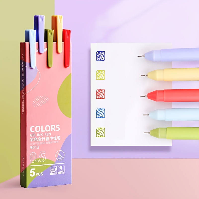 5pcs/set Colorful Gel Pens With Moriandi Macaron Color Design