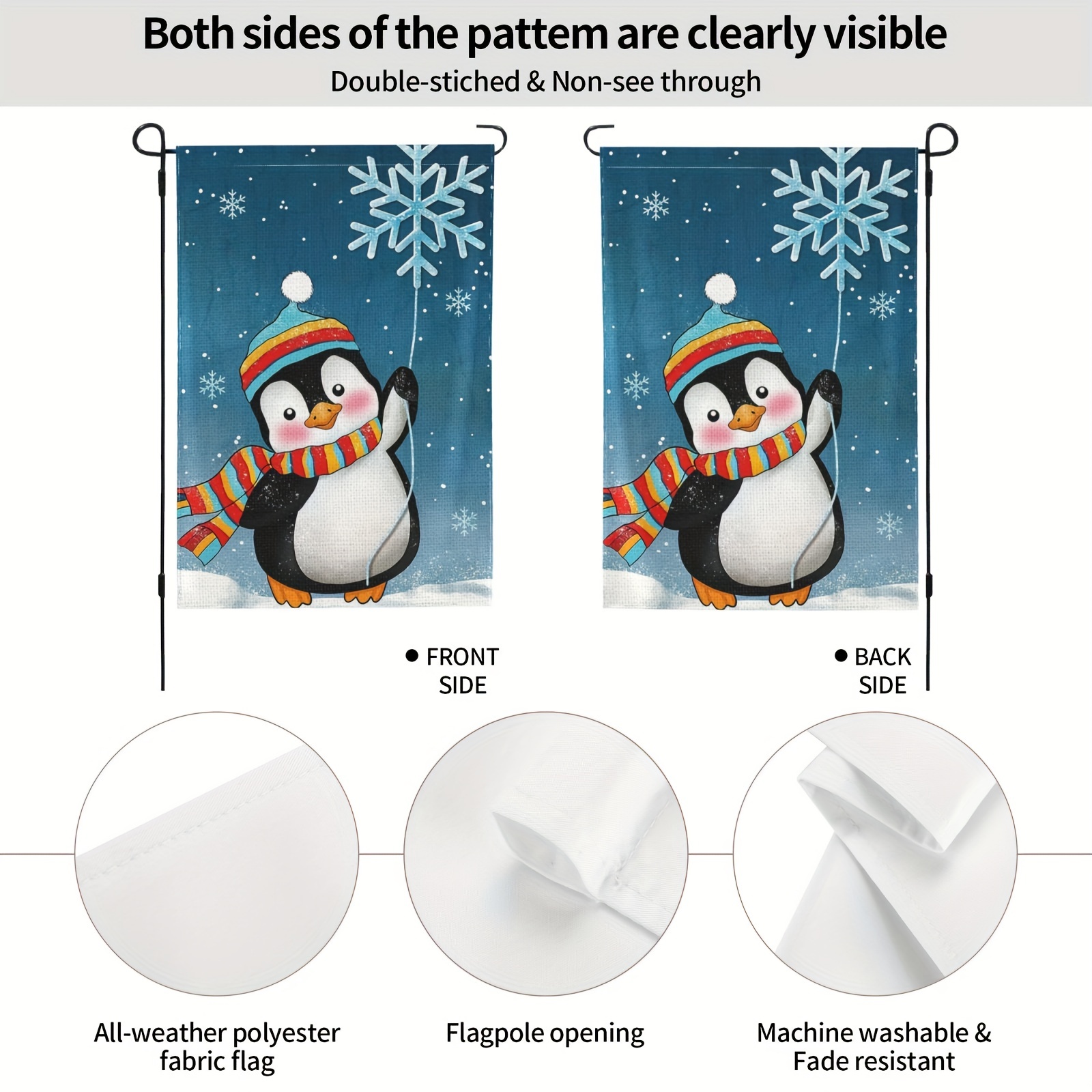 Winter Penguins Garden Flag Welcome Christmas Snowflakes - Temu