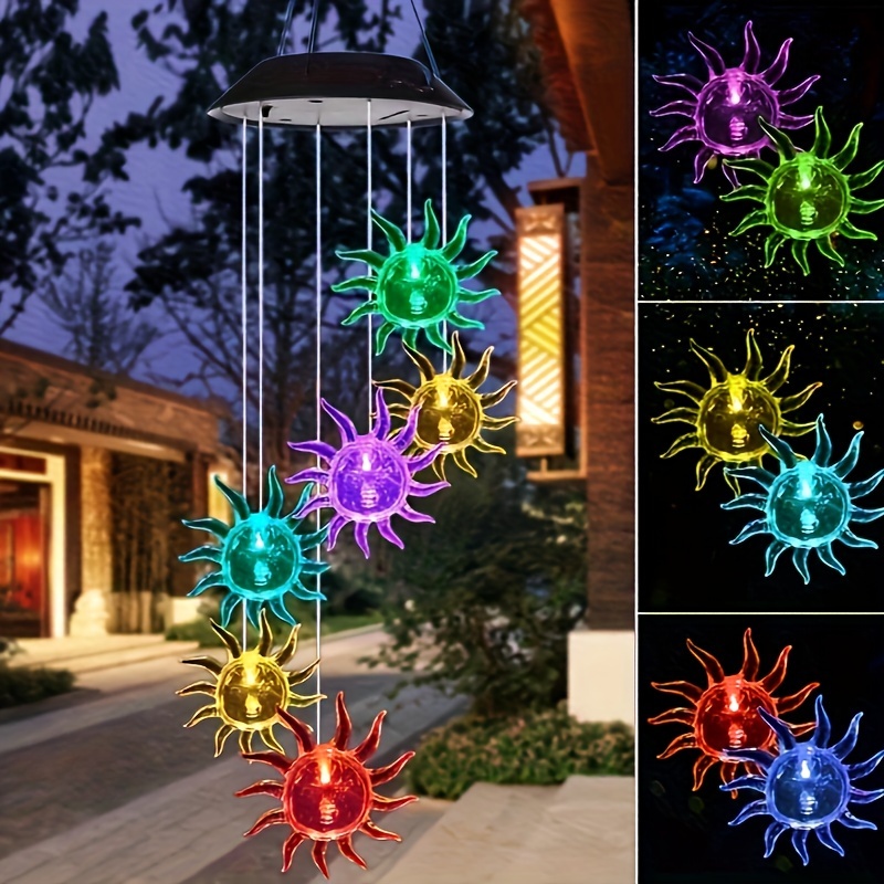 

1pc Solar Solar Wind Chime Light, Color-changing Led Outdoor Chandeliers, Decorative Lights, Festival Atmosphere Lights, Landscape Lights For Villa Gardens And Courtyards, Waterproof