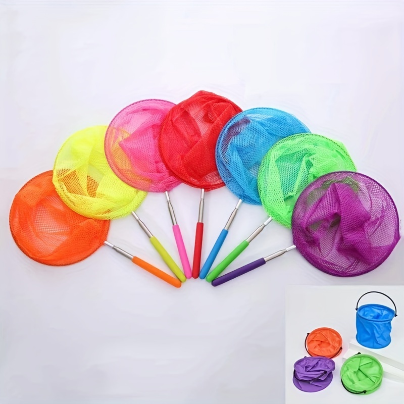 Kids Fishing Nets Bucket Set Kids Catch Fish Butterfly Insect Telescopic  Net Extendable Fishing Net Tool for Kids (2 Nets and 1 Bucket)