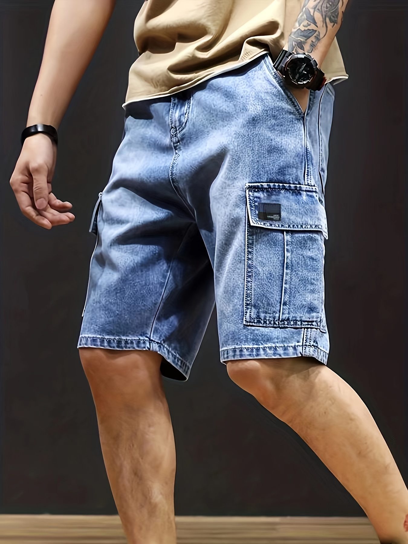 Pantalones de carga para hombre pantalones cortos sueltos ajuste cómodo  hombre ocio bolsillo de verano 🙂