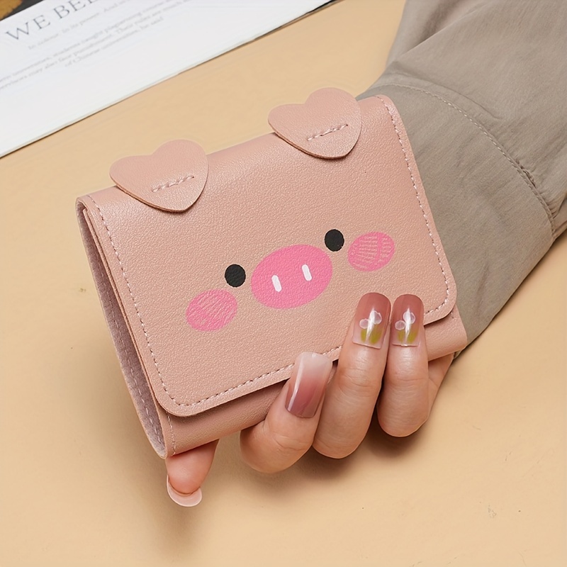 

Cartoon Pig Pattern Mini Wallet, Clutch Trifold Coin Purse, Versatile Women's Credit Card Purse