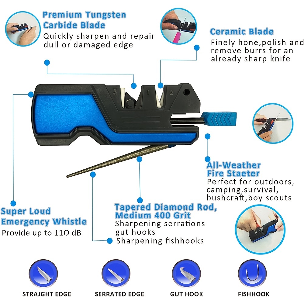 Knife Sharpener Handheld Sharpener Fishing Camping Hunting - Temu