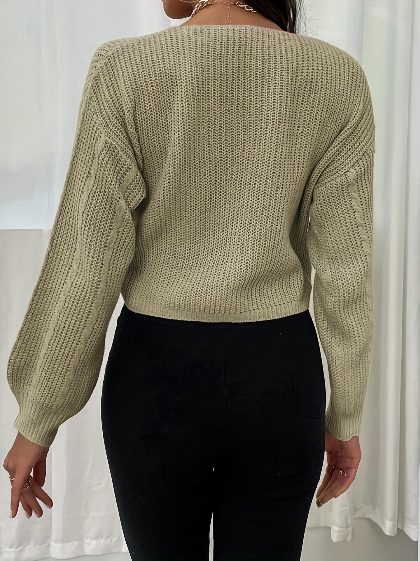 Cropped sweater best sale with drawstring