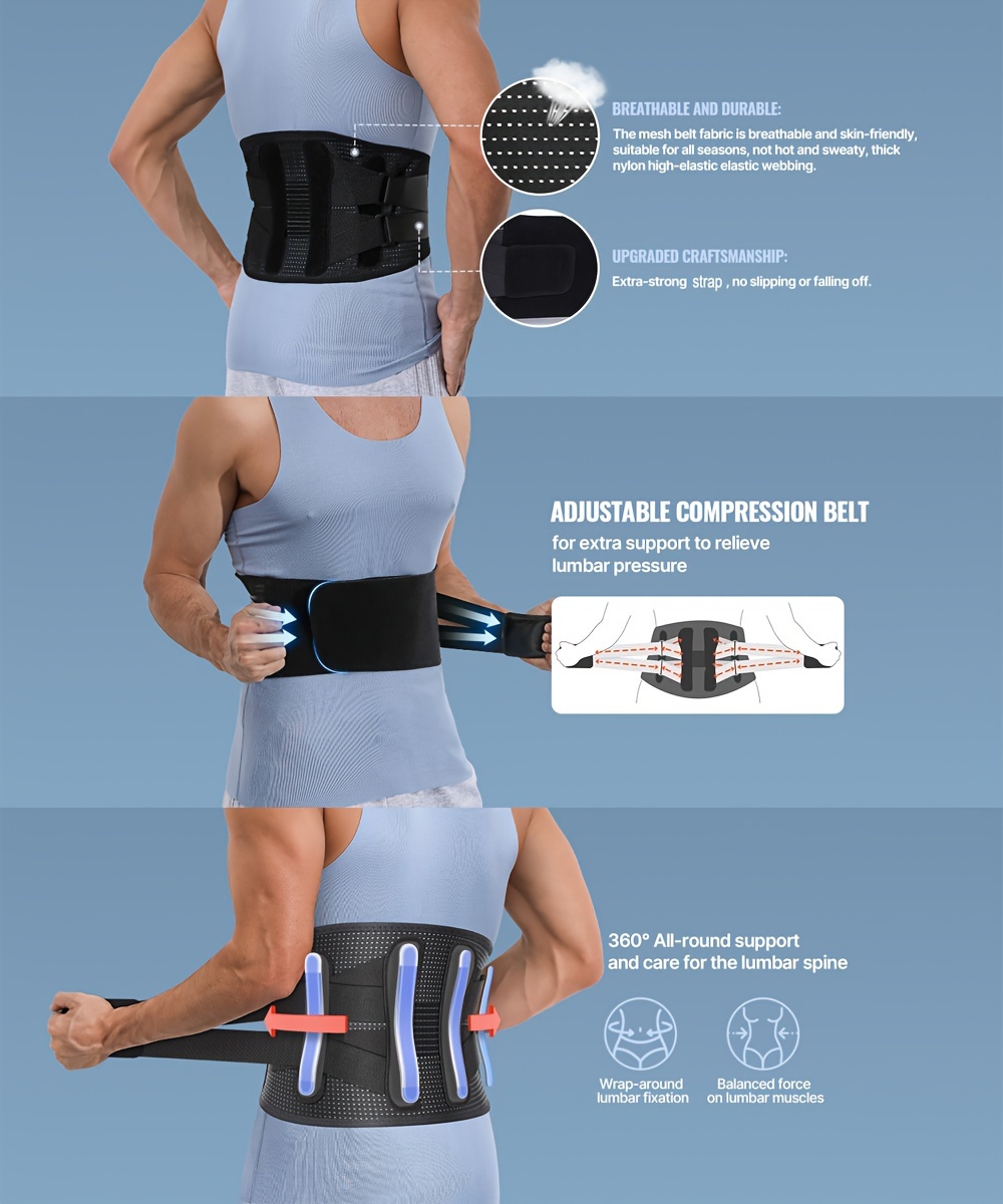 Back Brace Lower Back Lumbar Belt Support Men Women Back - Temu