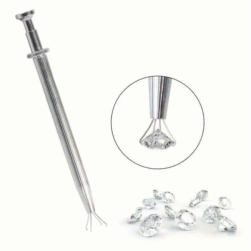 4 Prong Jewelry Bead Holder Pick-up Tool Diamond Gems Screw Stainless Steel  Tweezer Catcher Grabber Jeweler Jewelry Making Tool