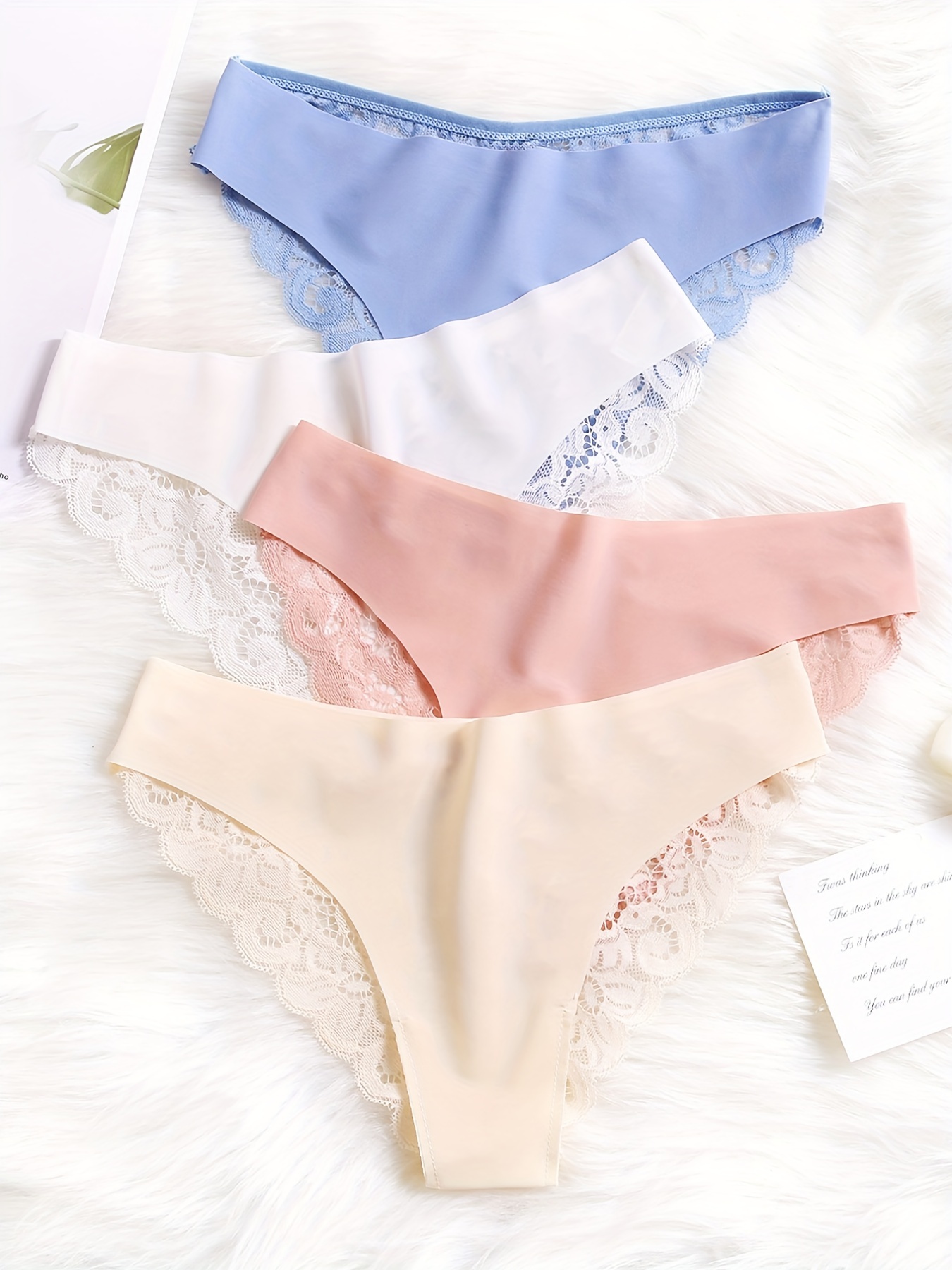 6pcs Women's Seamless Panties, Comfortable And Breathable Lace