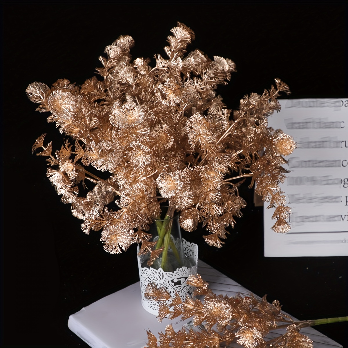 Gold String Grass Artificial Flowers Premium Oxidation - Temu