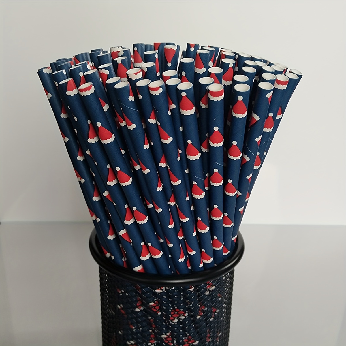 25pcs Disposable Paper Straws With Snowflake Pattern