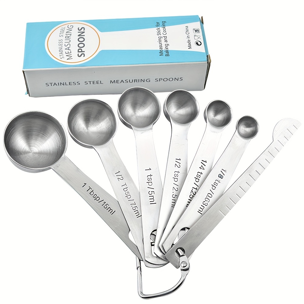 Measuring Spoon Set, Stainless Steel Measuring Spoons, Set of 6 Metal  Measuring Spoon for Measuring Dry and Liquid Ingredients of Cooking Baking