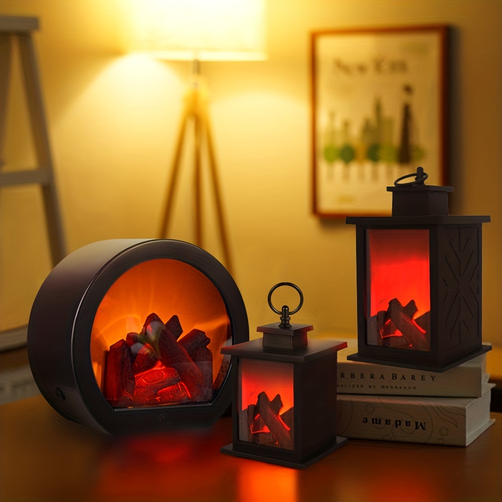 1pc LED Simulated Fireplace Lamp, Creative Touch Switch * Flame Light, USB  Powered Simulation Charcoal Flame Lantern, Christmas Desktop Ornament,  Flameless * Fire Light For Winter Festival Indoor
