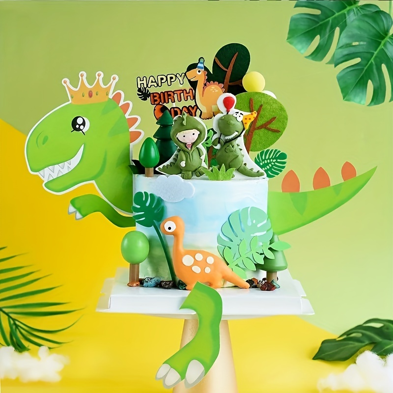 

Mjcakedecor Wooden Dinosaur Birthday Cake Topper, Cute Green Dinosaur Baby Cake Decorations For Kids Birthday, No Electricity Needed, Featherless, Fit