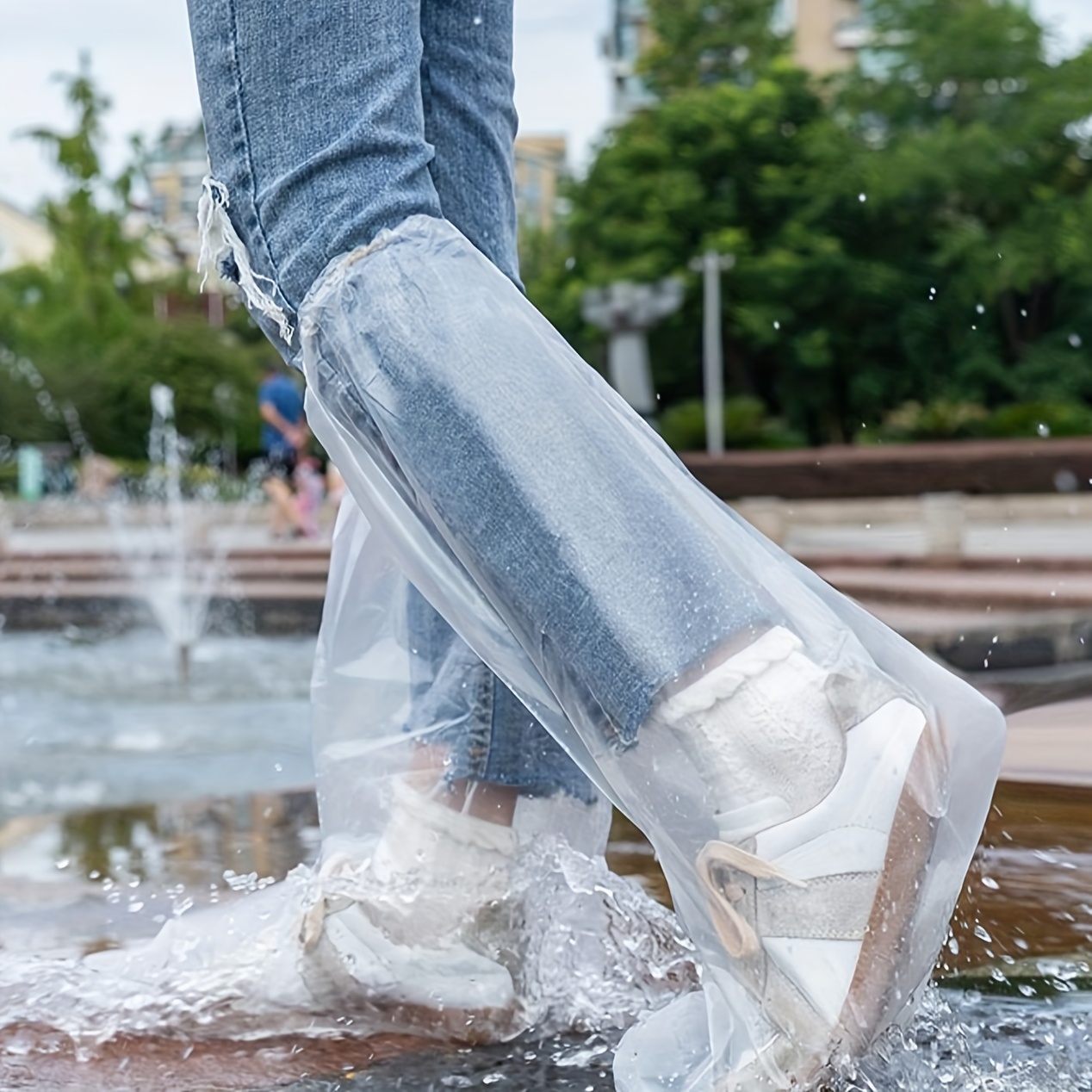 Fundas desechables azules para zapatos de lluvia y botas, cubierta de  plástico larga para zapatos, transparente, impermeable, antideslizante,  para