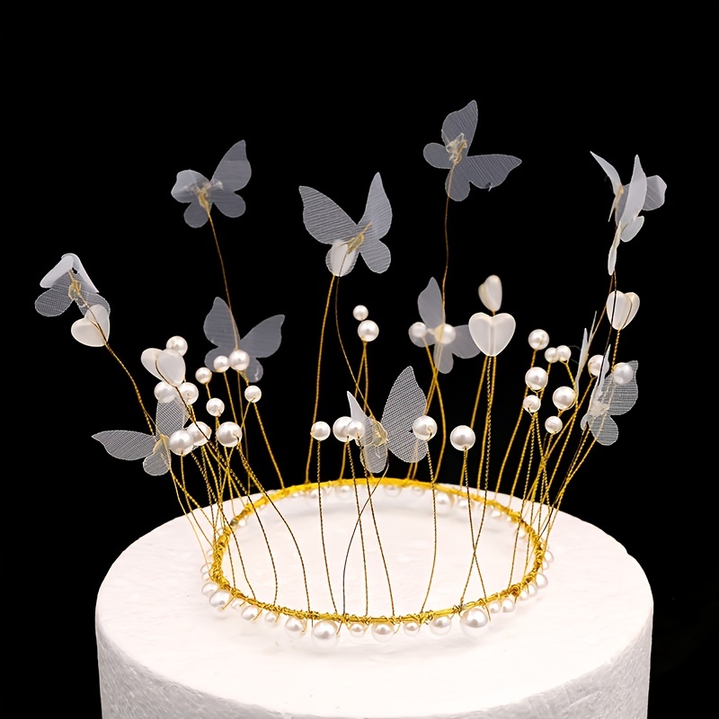 139 Pcs Crowns Bouquet Corsages Pins Butterfly Flower Arrangements Cake  Decorating Kit 15Pcs Crown Cake Topper 100 Pcs Diamond Pins 24 Pcs  Butterfly