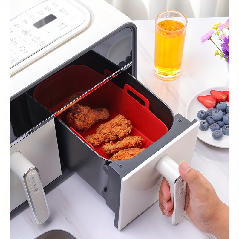 New Air Fryer Silicone Tray Rectangle Oven Baking Tray Basket