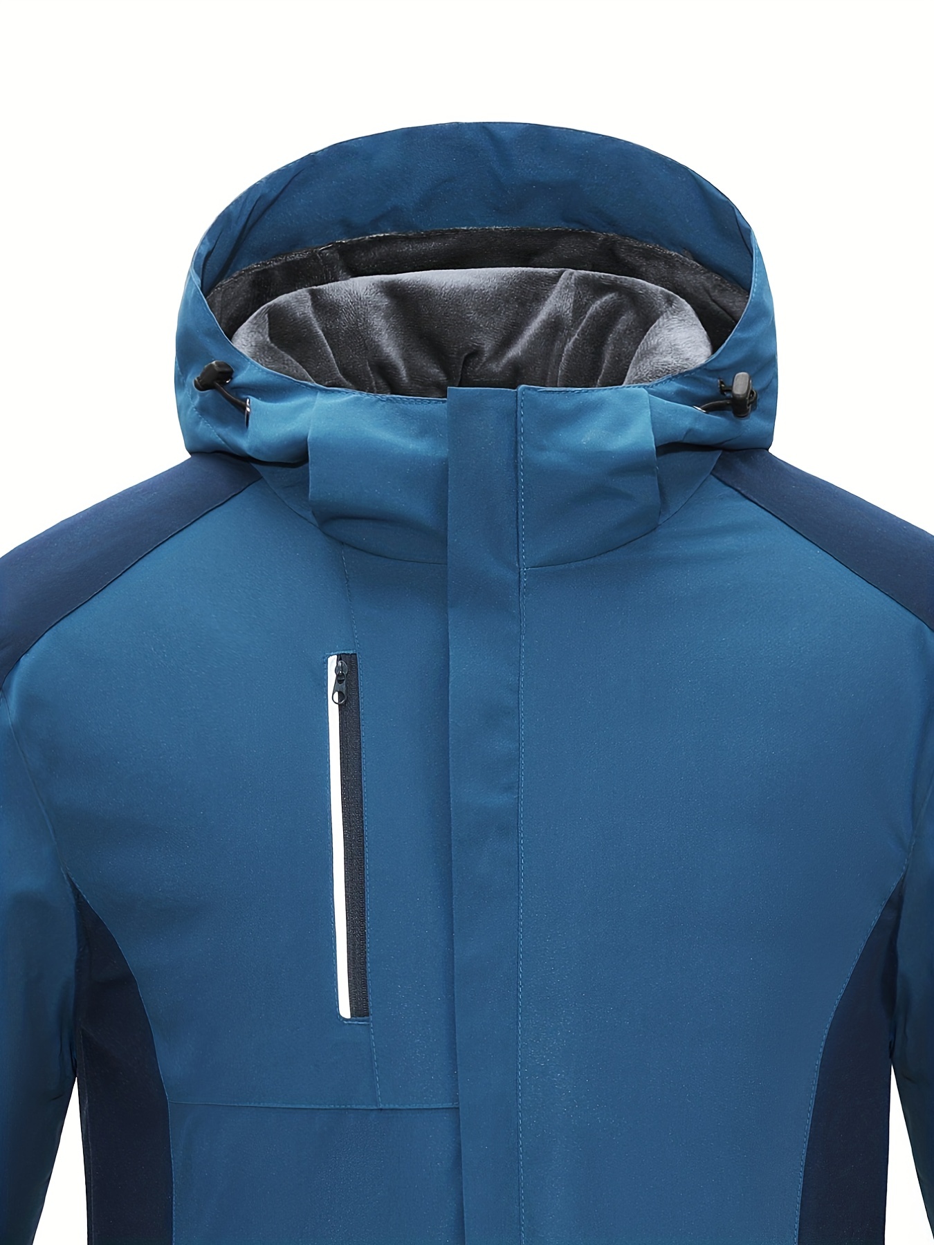 mens hooded windbreaker jacket casual warm thick jacket for outdoor mountaineering hiking military blue 2