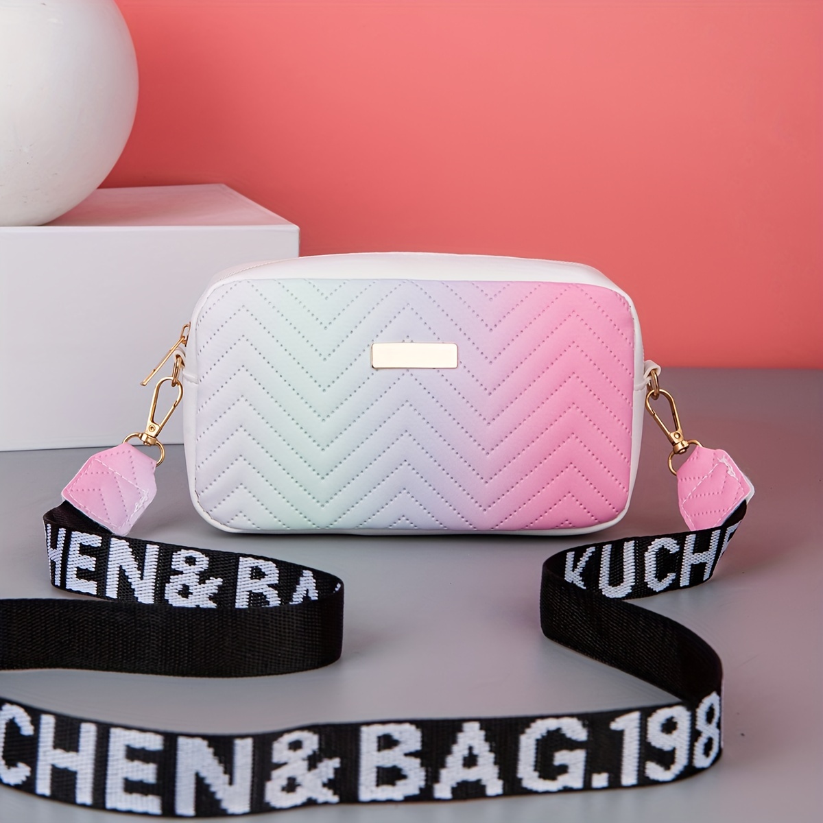 Image of Fashionable Gradient Color Crossbody Bag For Women, Shoulder Bag, Phone Bag, Camera Bag, Square Bag
