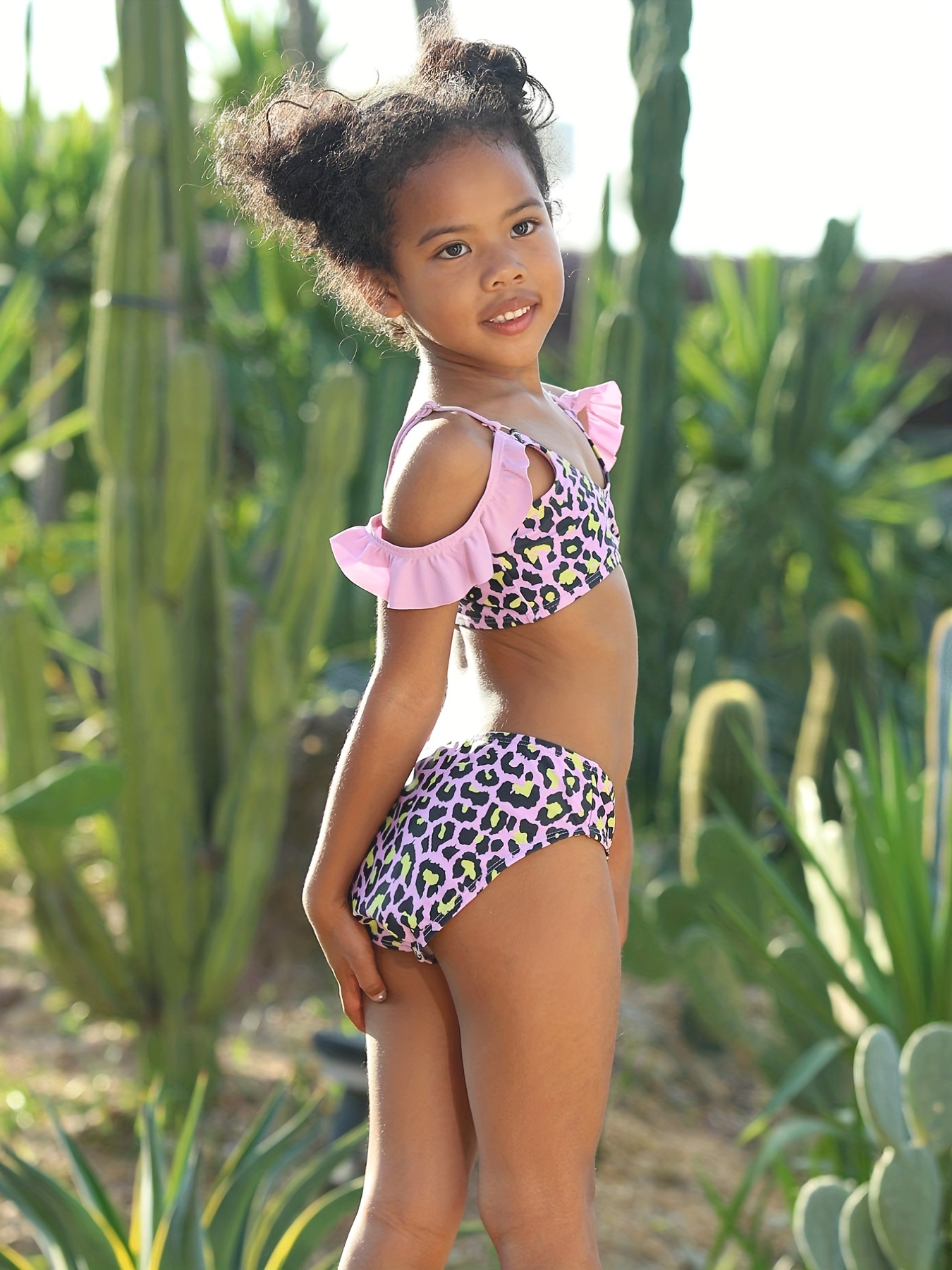 Petite fille maillot de bain enfants maillots de bain pour filles bikini  bicydler nage leopard couverture couvre sur la plage brésilienne de plage  de