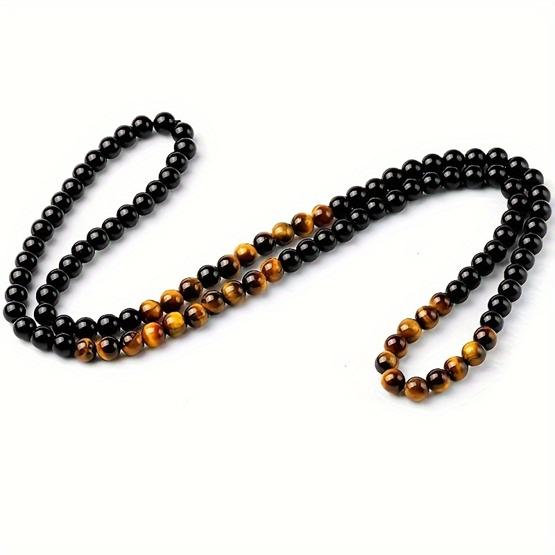

1pc Tiger's Eye Stone Bracelet/necklace For Men, Fashionable Jewelry With Natural Stone Beads