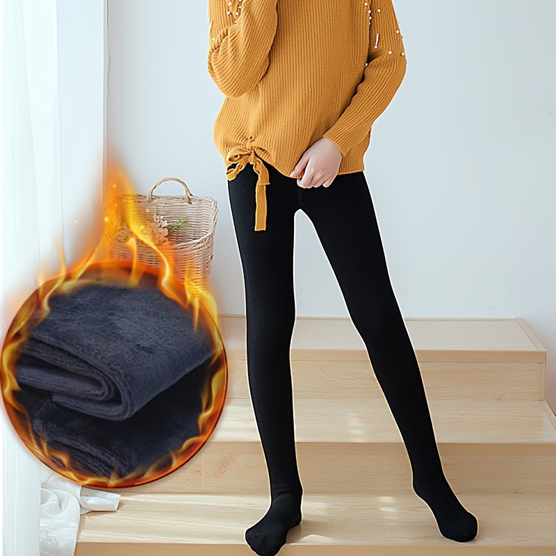Thickened And Warm Winter Leggings For Girls Black, 43% OFF