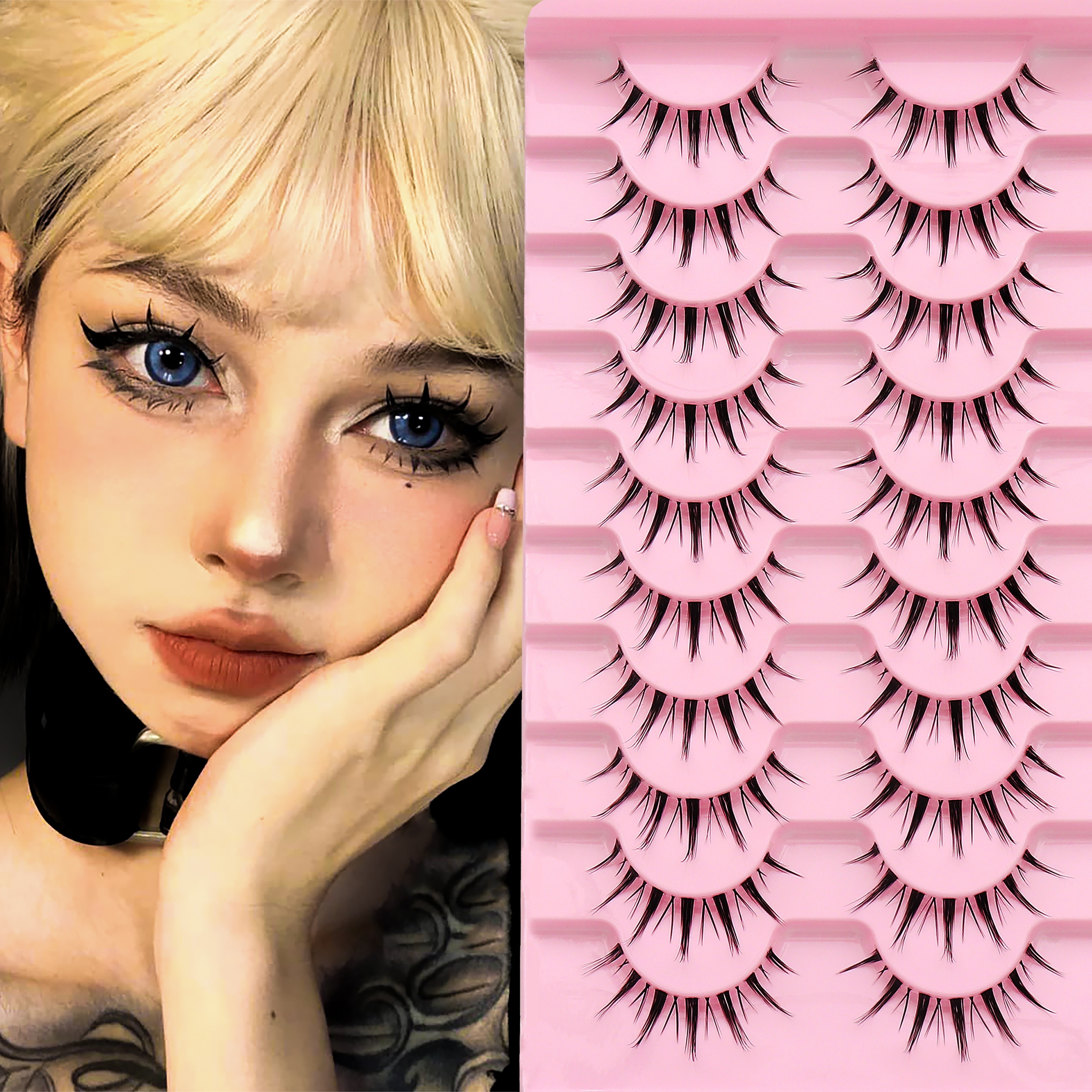 Spiky Manga Lashes Anime Cosplay Eyelashes Natural - Temu