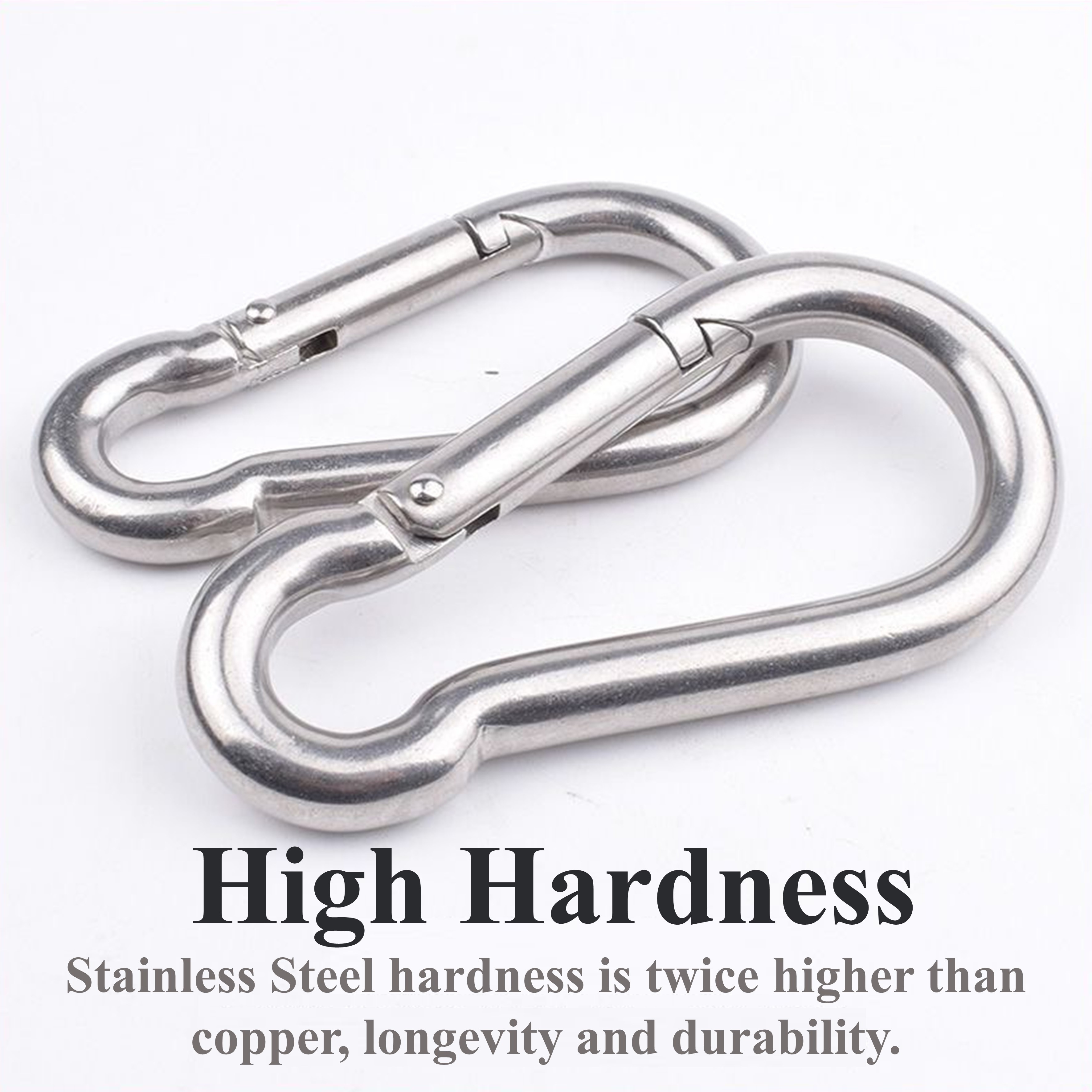 4 Pack Stainless Snap Hook, 220 lbs Spring Snap Hook Clip, 2 Inch Heavy  Duty Marine Grade 304 Quick Link Carabiner for Attachment with Poles for