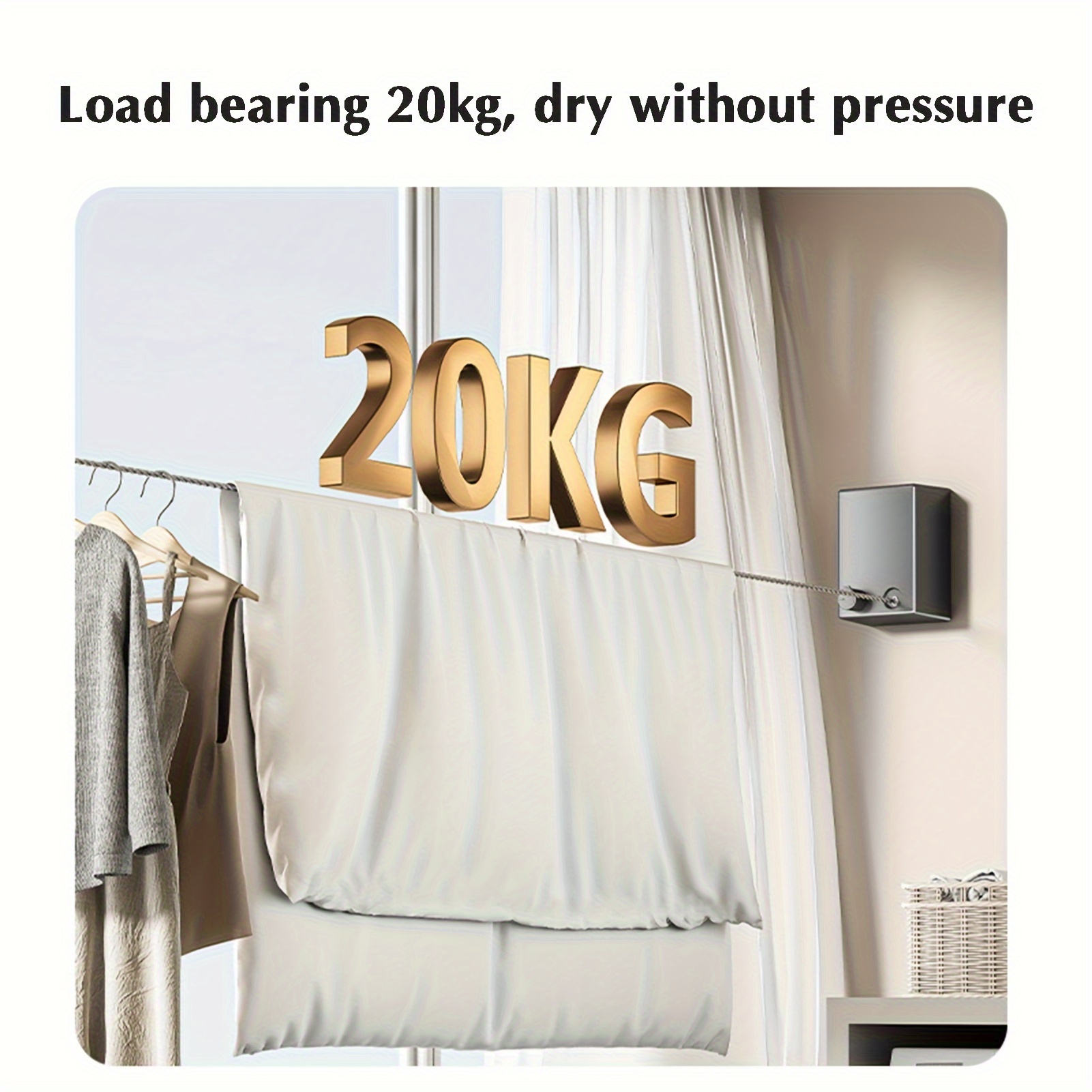 1pc punch free retractable clothesline with adjustable stainless steel rope heavy duty clothes rack polished chrome finish hotel wall hanging clothes drying rack details 2