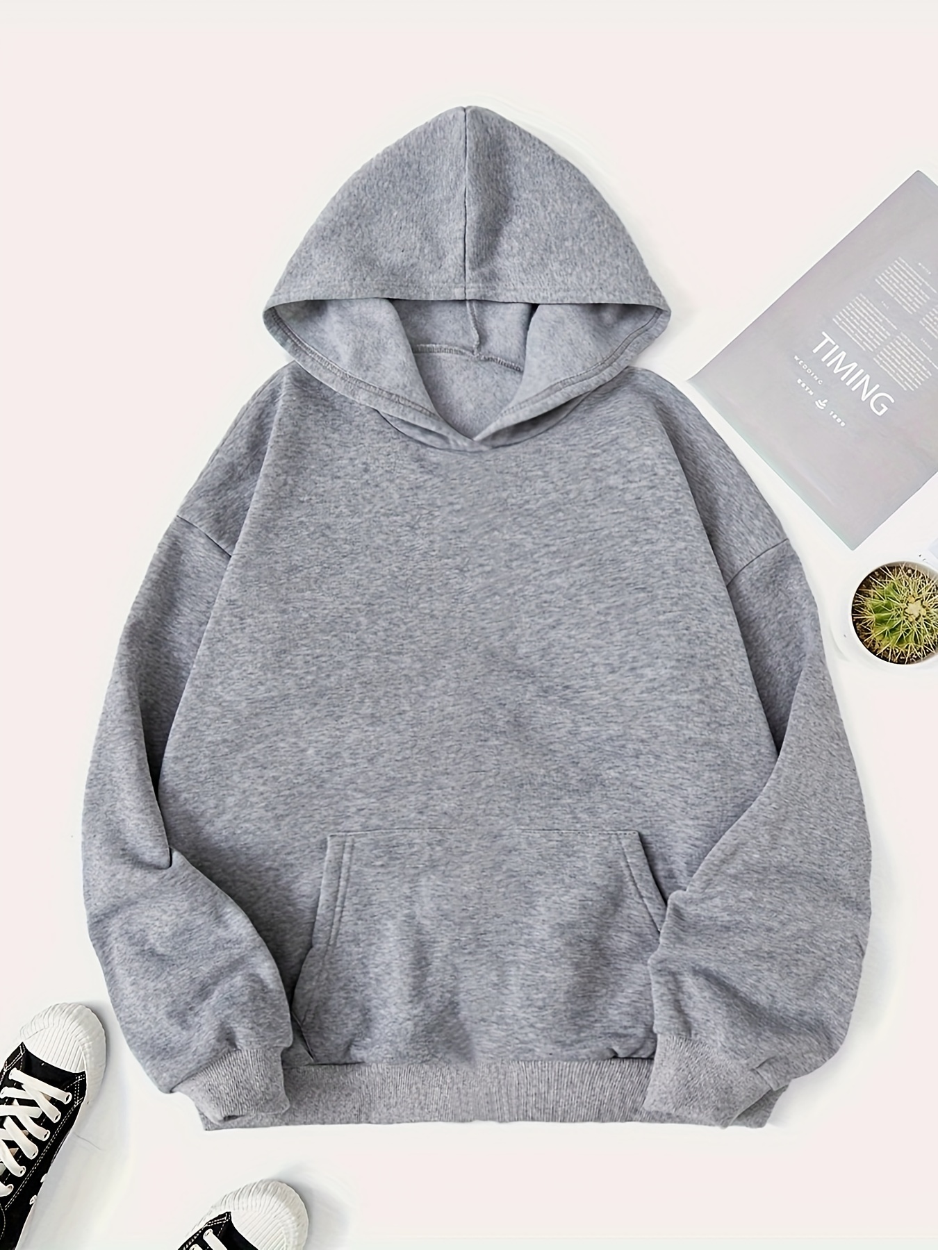 Grey hoodie hot sale no drawstring