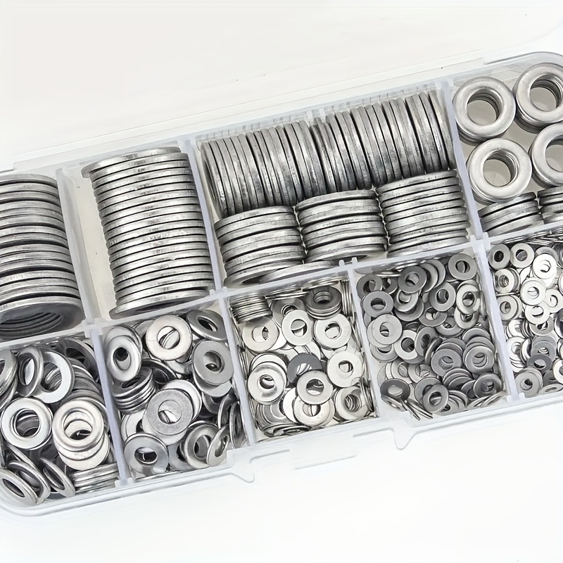 

360/580pcs 304 Stainless Steel Flat Washers Set, Perfect For Home Decor, Factory Repair, Kitchens, Shops & More