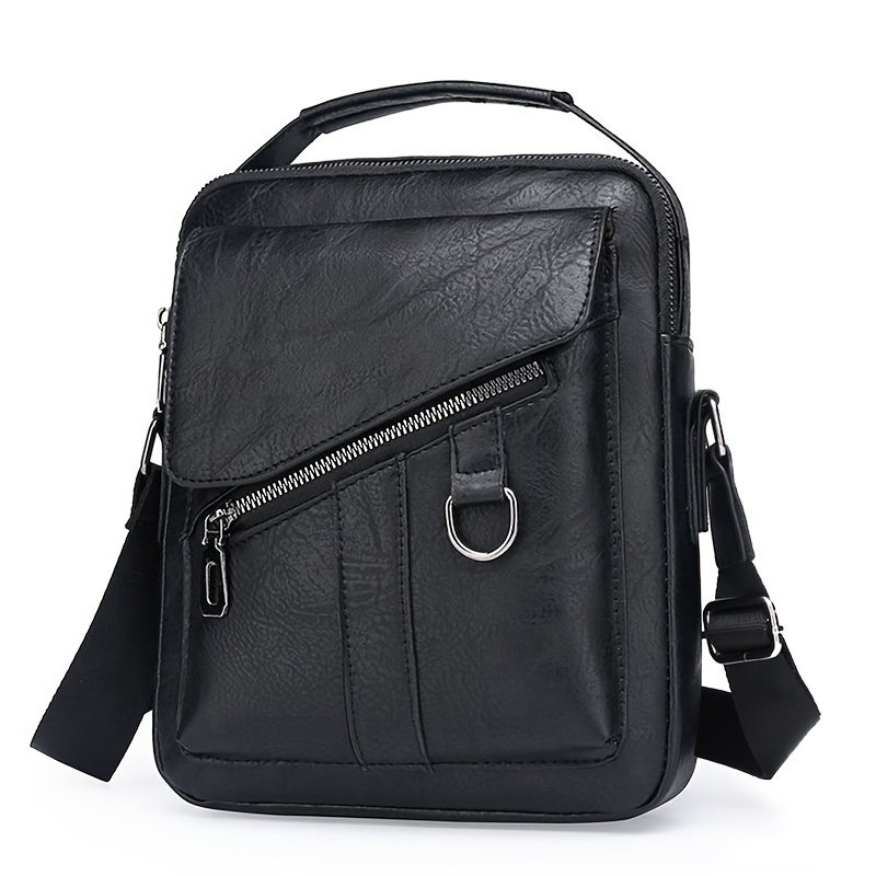 Mens Simple Black Adjustable Pu Leather Crossbody Bag - Bags & Luggage -  Temu Germany