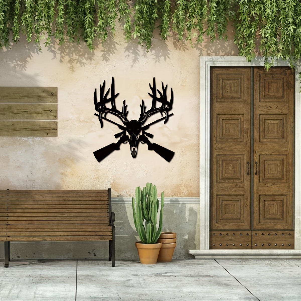 Metal Deer Skull And Gun Sign - Metal Man Cave Sign - Garage Sign - Hunting  Decor - Metal Deer Skull - Gift For Him - Metal Antlers