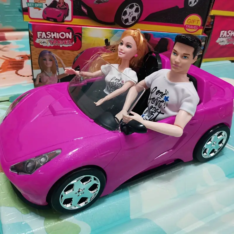 Reise-Cabrio-Auto Für Puppen Mit Sicherheitsgurten Und Rollenden