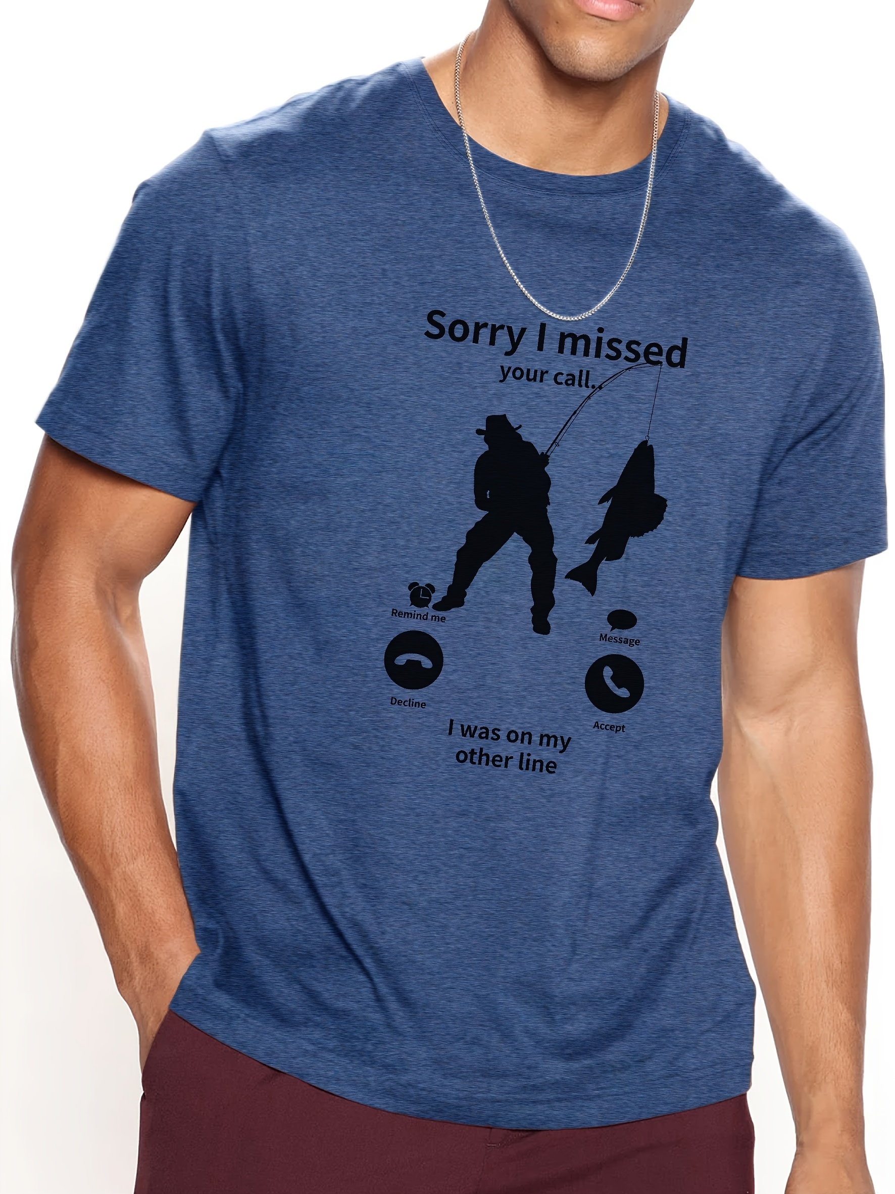 sorry Missed Call Graphic T shirt Men Plus Size Summer - Temu