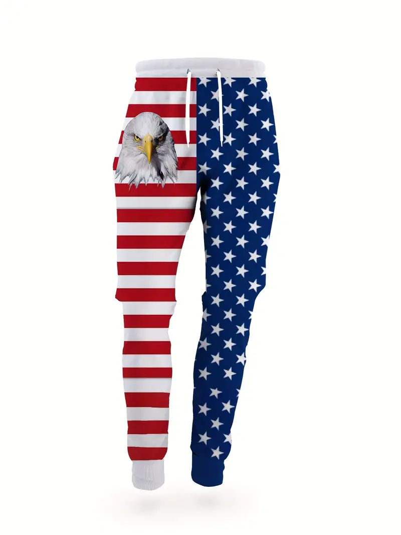 Men's Novelty Pajama Pants Eagle American Flag Pattern Funny
