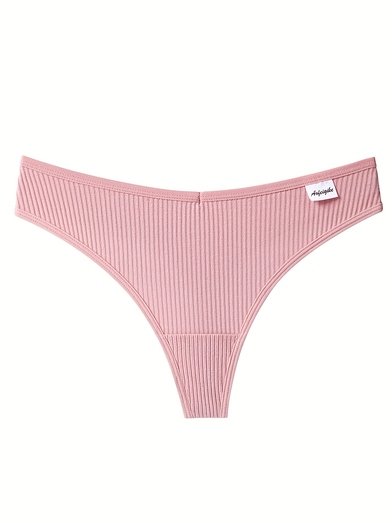 Seamless Ribbed Thongs Comfy Breathable Low Waist Panties - Temu