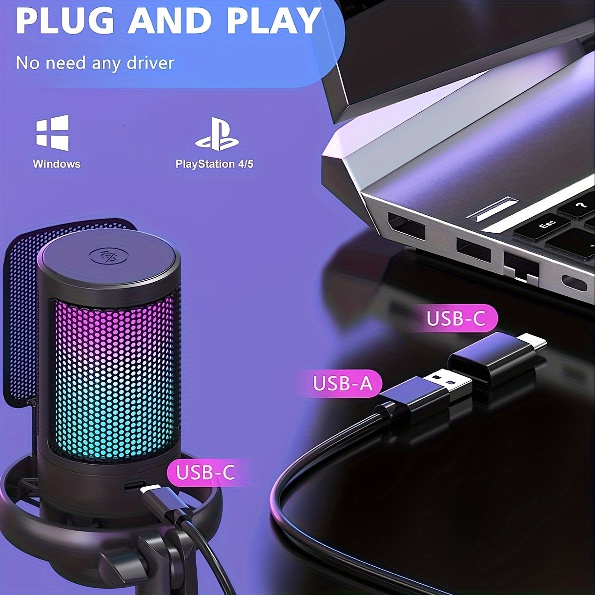 Best Gaming Mic?  NJSJ: USB RGB Condenser Mic With Audio